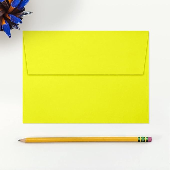 LUXPaper A7 Invitation Envelopes | Peel & Press | 5 1/4" x 7 1/4" | Citrus Yellow | 80lb. Text | 50 Qty