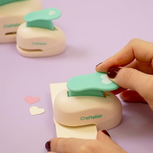 Craftelier - Heart Hole Punch Set | 3/8", 5/8" & 1" Heart Shaped Hole Puncher for Paper Crafts | Hole Puncher for Scrapbooking, DIY Cards & Journals | Craft Punch Set for Paper