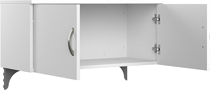 Bush Business Furniture Office in an Hour Cubicle Storage with Cabinet, Drawers, Paper Tray, and Pencil Holder in Pure White | Commercial Workspace Organization and Accessory Set