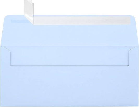 LUXPaper #10 Business Envelopes | Peel & Press | 4 1/8" x 9 1/2" | Baby Blue | 80lb. Text | 50 Qty