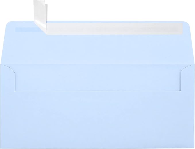 LUXPaper #10 Business Envelopes | Peel & Press | 4 1/8" x 9 1/2" | Baby Blue | 80lb. Text | 1,000 Qty