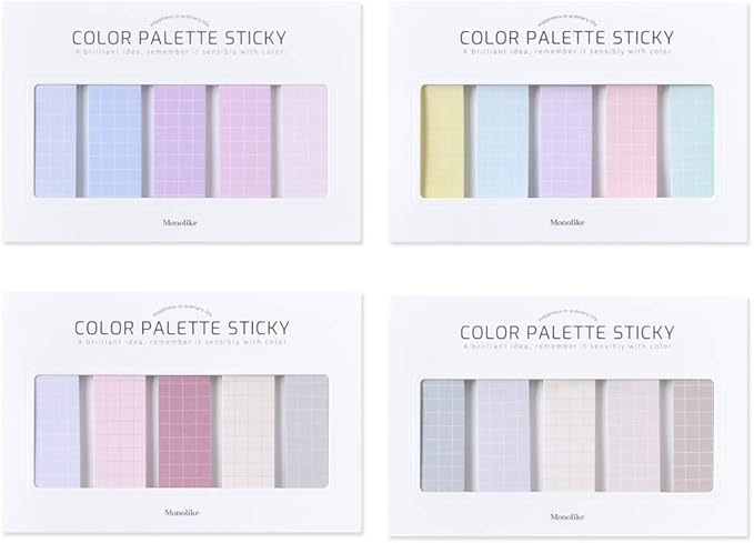 Monolike Color Palette Sticky Grid 500 B Set 4p - Self-Adhesive Memo Pad 30 Sheets