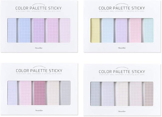 Monolike Color Palette Sticky Grid 500 B Set 4p - Self-Adhesive Memo Pad 30 Sheets
