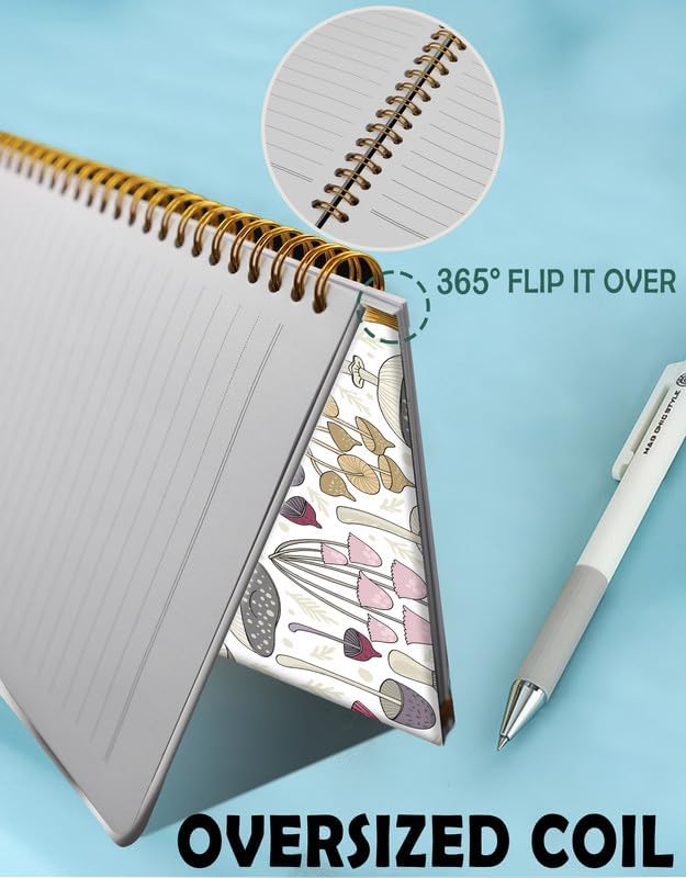 Spiral Journal Notebook for Women,A5 College Ruled Notebooks 6"x 8.4", 120 Pages (60 Sheets) Lined Journal with Premium Thick Paper,Perfect for School Office Home(Colorful Mushroom)
