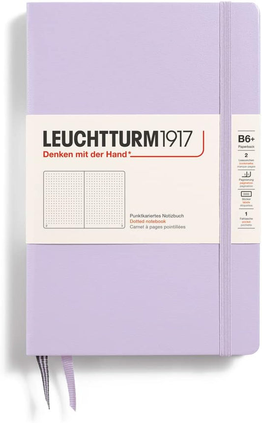 LEUCHTTURM1917 - Notebook Hardcover Paperback B6+ - 219 Numbered Pages for Writing and Journaling (Lilac, Dotted)