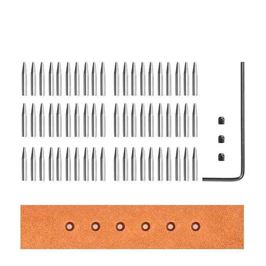 WUTA Leather Stitching Punch, 3nd Removable Round Hole Pricking Irons, Professional Working Hole Punch Tool Set for DIY Leather Craft（60 Pcs Chisel Head）