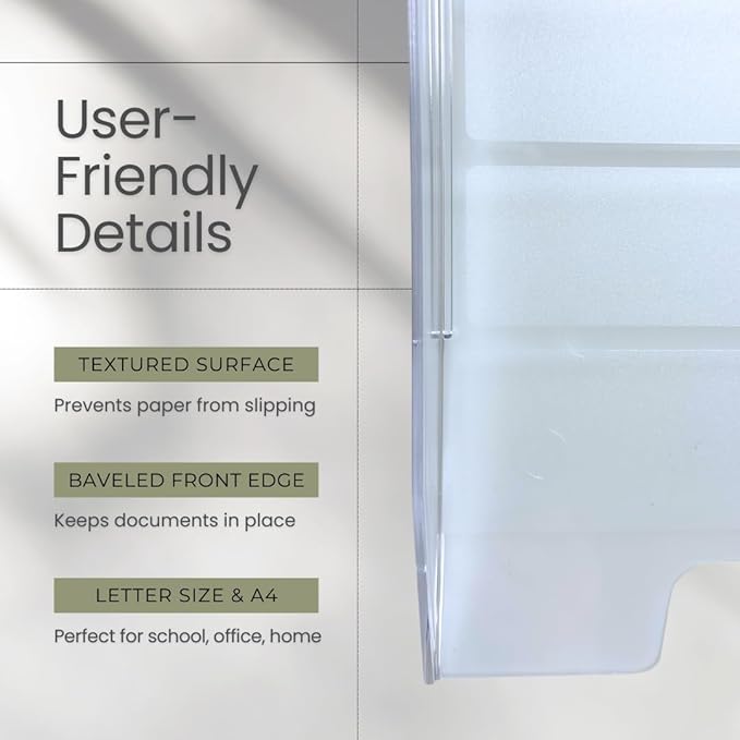 Acrimet Stackable Letter Tray, 4 Tier Front Load Desktop File Organizer, A4 Letter Size, Plastic, Clear Crystal