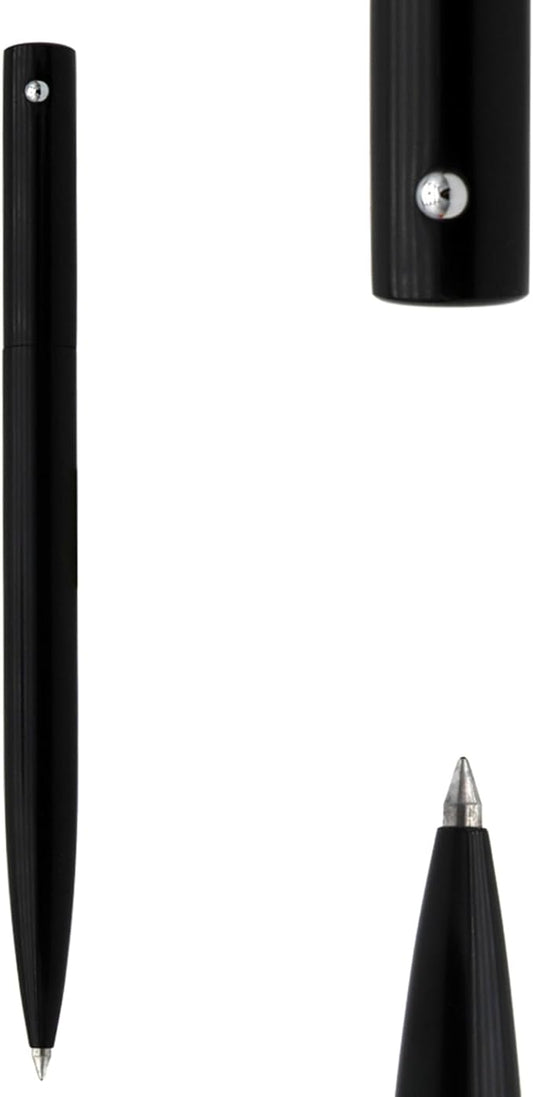 DUNBONG Retractable Metal Gel Pen, 0.5mm Medium Point Ballpoint Pens, Black Gel Ink (Black)