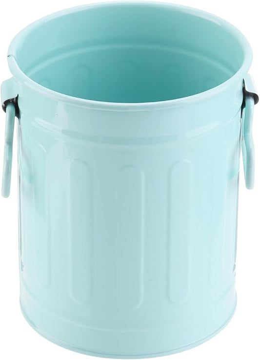 PATIKIL Barrel Pencil Holder, Metal Pen Holder for Desk Pencil Holders Cup Organizer with Handles Makeup Brush Holder Stationery Storage, Blue