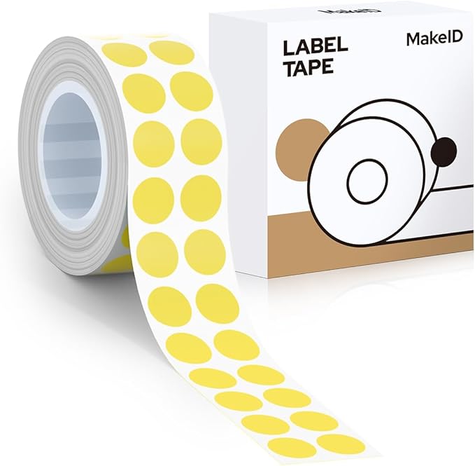 MakeID E1 Q1 Label Maker Tape Refills, 16mm x 4m (0.63" x 13') Continuous Sticker Thermal Laminated Waterproof Self-Adhesive Multipurpose Labeling Tape Replacement