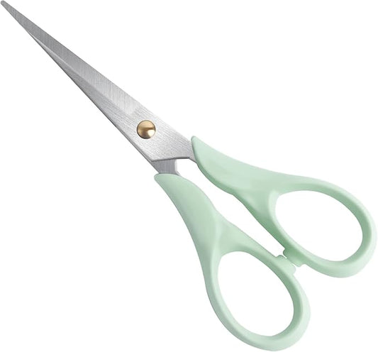 Gold Scissors, Stainless Steel Blade with Acrylic Handle, All Purpose Scissor for Office, School, Home, Fabric Shears, Tijeras (6.3" Green)