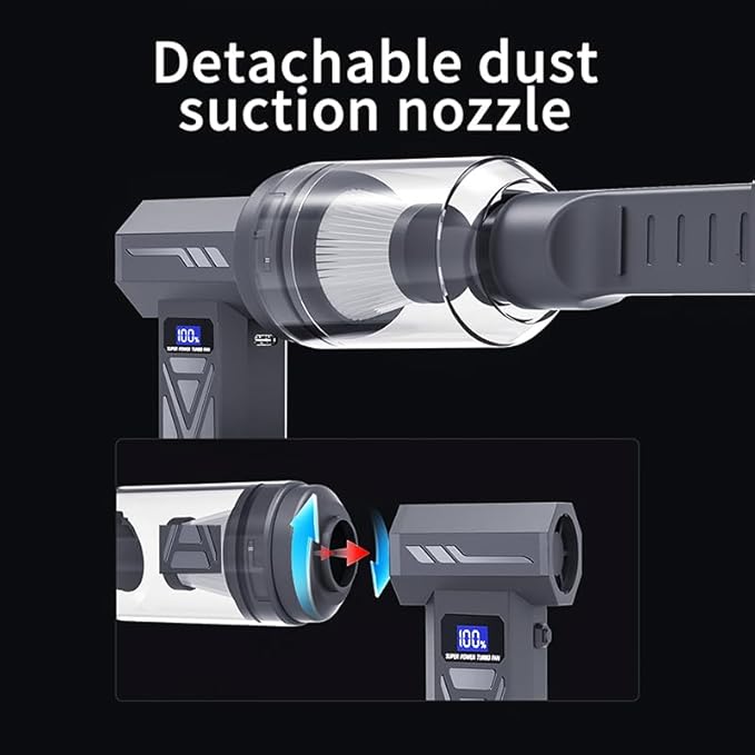 Nuoirjg 2-in-1 Air Duster and Vacuum Cleaner, 110000RPM Electric Blower with Screen Display and LED Lights, 4-Gear Adjustable Power,Dust Blower for Computer, Keyboard, House, Outdoor and Car