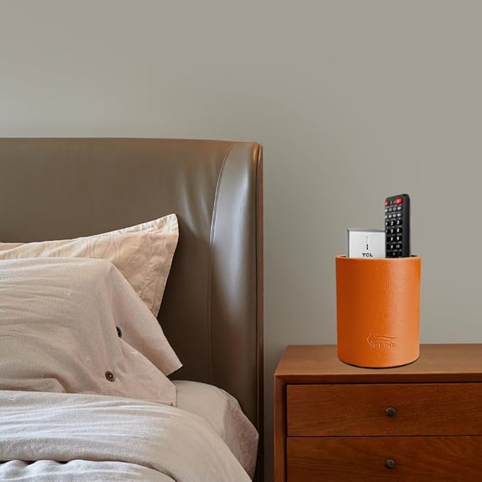 Pen Pencil Holder Cup Container PU Leather Desk Organizer Stand Decor Brush Scissor Holder Decoration Office Desk Home School