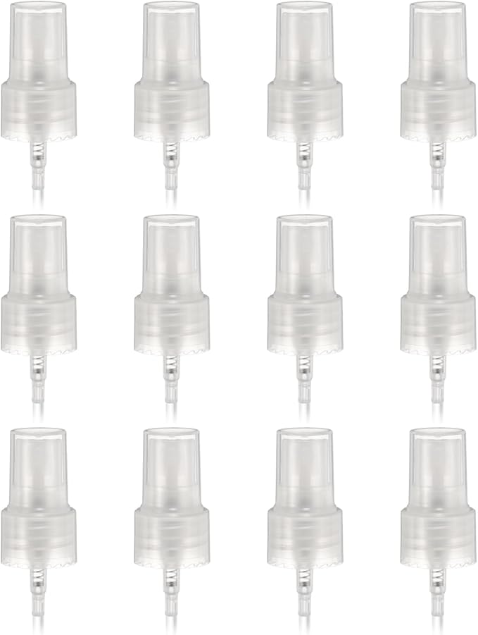 uxcell 12 Pcs Clear Spray Top, 20/410 Fine Mist Sprayer Reusable Replacement Spray Bottle Pump Plastic Top for Cosmetic Perfume and Body Sprays Bottle
