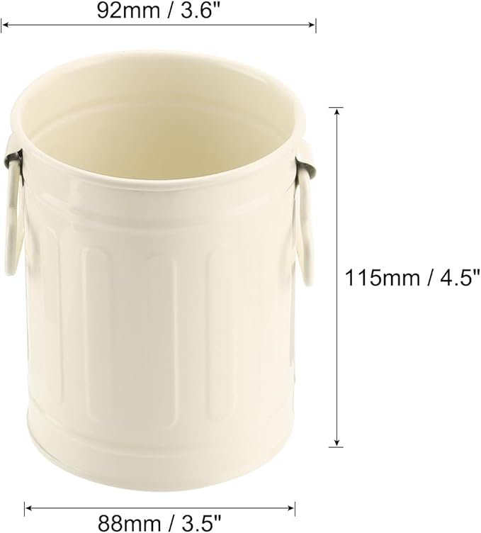 PATIKIL Barrel Pencil Holder, Metal Pen Holder for Desk Pencil Holders Cup Organizer with Handles Makeup Brush Holder Stationery Storage, White