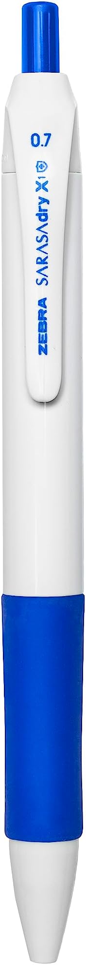 Zebra Pen Sarasa Dry X1+ Retractable Gel Pen, Plastic Barrel with Protective Coating, Medium Point, 0.7mm, Blue Ink, 12-Pack