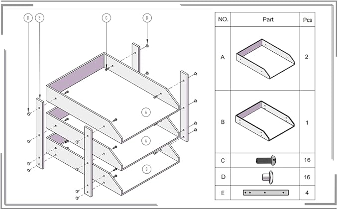 Leather Desk Organizer, NIFIVE Stackable Document Tray, Perfect Desktop Organization Holder for Files, Folder, Stationery, Magazine, Newspaper, Mail, Office Supplies (Black 3-Tier)