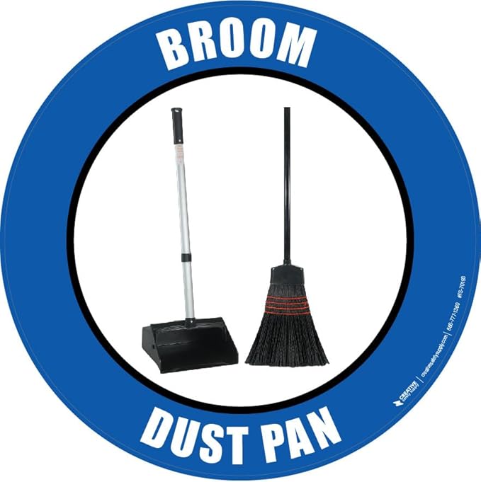 Broom Dust Pan (Real) - Floor Sign 18" x 18" - Permanent