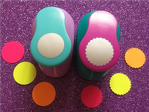 Fascola 2.5cm(1 inch) Circle and Wave Circle Shape Hole Punch Set Puncher Crafts Scrapbooking Round DIY Paper Cutter Punches