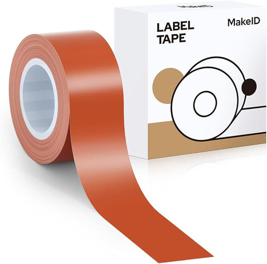 MakeID E1 Q1 Label Maker Tape Refills, 16mm x 4m (0.63" x 13') Continuous Sticker Thermal Laminated Waterproof Self-Adhesive Multipurpose Labeling Tape Replacement