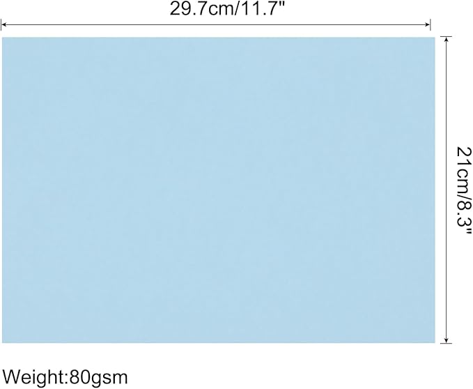 MECCANIXITY 125 Sheets A4 Colored Print Copy Paper 8.5" x 11" Origami Paper Printer Paper 80gsm for Printing, Document Copying, Art Craft, Light Blue