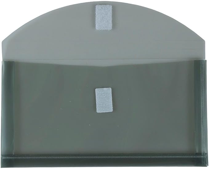 JAM PAPER Plastic Expansion Envelopes with Hook & Loop Closure - #10 Booklet Wallet - 5 1/4 x 10 with 1 Inch Expansion - Smoke Grey - 3/Pack