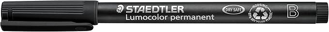 STAEDTLER Lumocolor Universal Pen, Broad Chisel, Felt Tip, Permanent Marker, Box of 6 Assorted Color Pens, 2.5mm 314 WP6, Assorted Colours, pkg of 6 (314 WP6 ST)