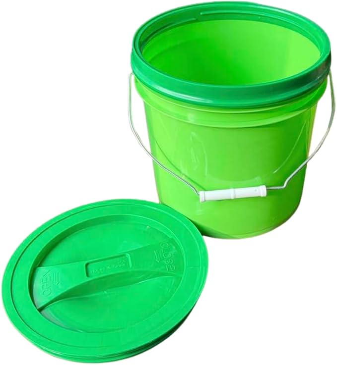 House Naturals 2 Gallon Food Grade - BPA Free Made in USA Buckets Lime Color pails with Screw On Gasket Lids (3, Lime - Green lids)