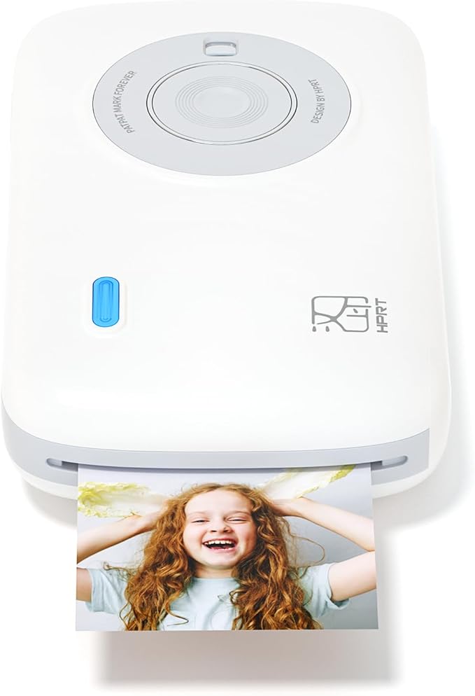 HPRT CP2100 Portable Photo Printer for iPhone, Wireless Picture Printer for Smartphone, 2x3 Mobile Photo Mini Color Printer, Instant Thermal Dye Sublimation Tech, Bluetooth (White-Grey)