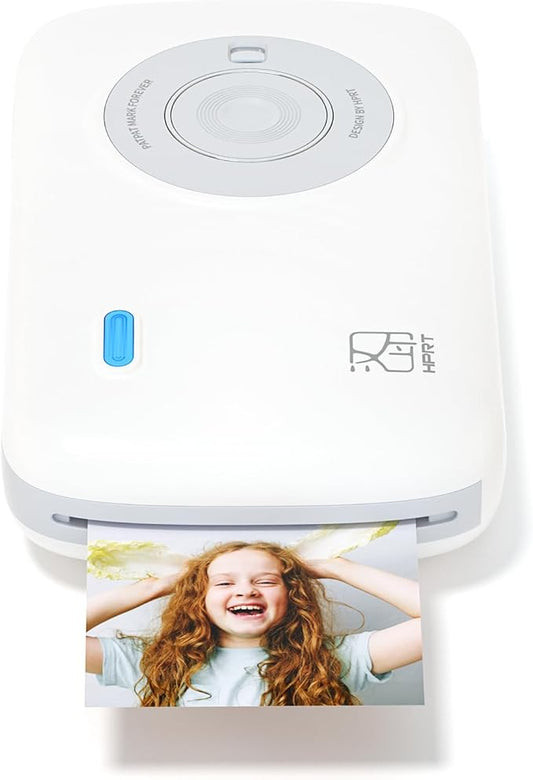 HPRT CP2100 Portable Photo Printer for iPhone, Wireless Picture Printer for Smartphone, 2x3 Mobile Photo Mini Color Printer, Instant Thermal Dye Sublimation Tech, Bluetooth (White-Grey)
