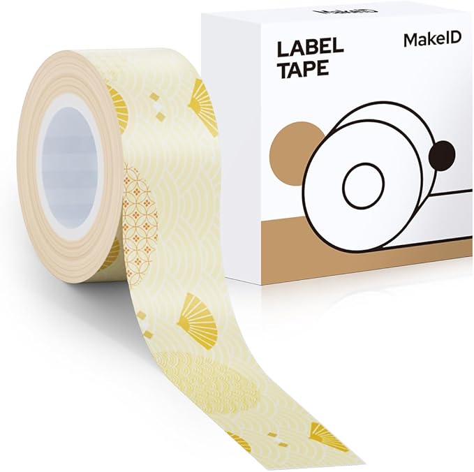MakeID E1 Q1 Label Maker Tape Refills, 16mm x 4m (0.63" x 13') Continuous Sticker Thermal Laminated Waterproof Self-Adhesive Multipurpose Labeling Tape Replacement