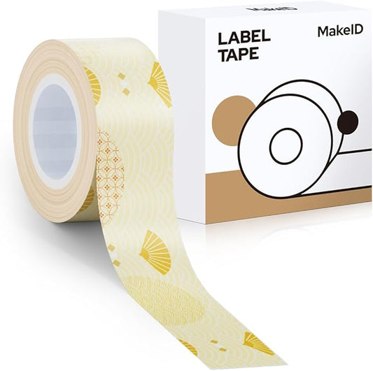 MakeID E1 Q1 Label Maker Tape Refills, 16mm x 4m (0.63" x 13') Continuous Sticker Thermal Laminated Waterproof Self-Adhesive Multipurpose Labeling Tape Replacement