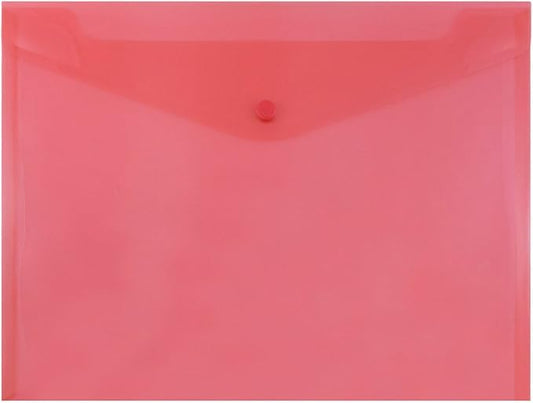JAM PAPER Plastic Envelopes with Snap Closure - Letter Booklet - 9 3/4 x 13 - Red - 12/Pack