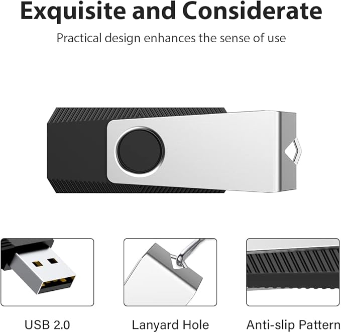 Aiibe 64GB Flash Drive 2 Pack 64GB USB Flash Drive Thumb Drive Zip Drive USB 2.0 Memory Stick USB Drive with Keychain (64G, 2 Colors: Black Green)