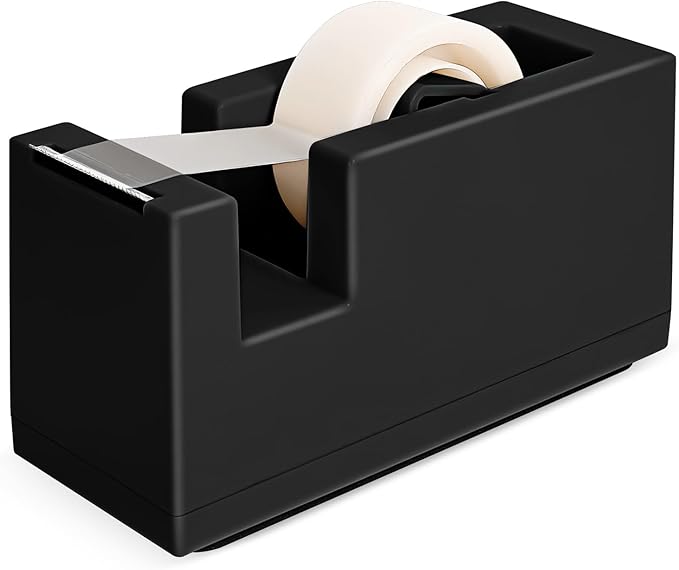 1 Desktop Stapler & 1 Tape Dispenser - 25 Sheet Capacity with 830 Staples and Staple Remover, Non-Slip for Office,School, Home & Classroom, Black(Tape not Included)