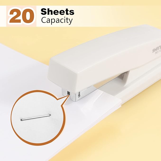 Tamaki Stapler, Office Stapler, Small Staplers for Desk, White