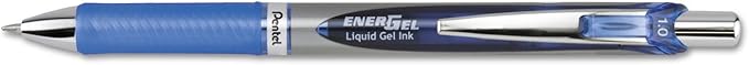 Pentel BL80C EnerGel RTX Retractable Liquid Gel Pen, 1 mm, Black/Gray Barrel, Blue Ink