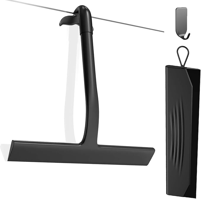 Acreditch Shower Squeegee for Glass Doors, All-One-Piece Silicone with Built-in Hook Design for Easy Hanging and Cleaning, for Bathroom, Glass, Kitchen, Tile Wall, Car