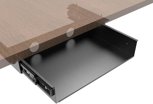 13 inch Under Desk Slide Out Storage Shelf, Sliding Under Desk Tray Drawer for Standing Desks, Workstations, Cabinet or Gaming