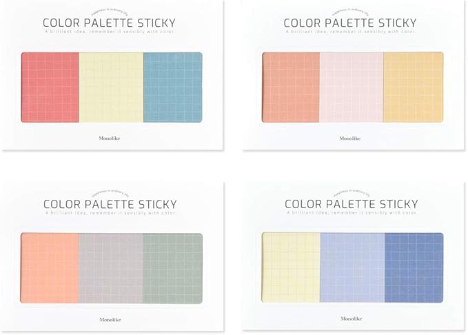 Monolike Color Palette Sticky Grid 300 A Set 4p - Self-Adhesive Memo Pad 30 Sheets