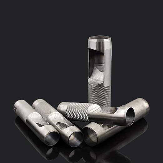 Leathe Punch Set Heavy Duty Round Hole Punch Set Leather Hole Tool,for Leather, Canvas (Silver, 12-pcs)
