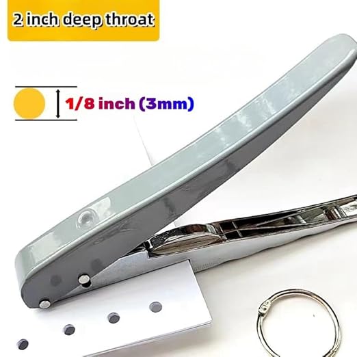 Single Hole Punch, Heavy Duty Hole Puncher Handheld Paper Puncher Small Hole Punch for Crafts Cards Paper Tags Scrapbook-1/8 inch (3mm)