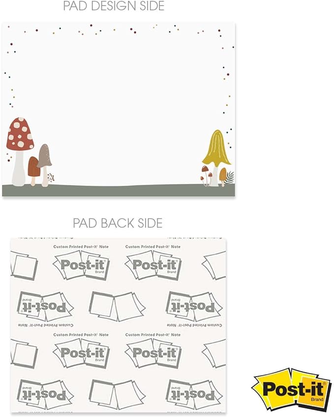 Woodland Mushroom Sticky Note Pads / 4" x 3" Whimsical Sticky Notes/Set of 6 Pads / 50 Sheets Per Pad/Trendy Gift Idea/Made in The USA