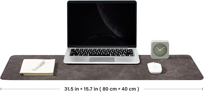 Distressed Leather Desk Mat - Non-Slip PU Desk Pad for Office and Home - Desk Organization and Accessories - Ideal for Large Mouse Pad and Desk Mats on Top of Desks(Slate Gray,31.5"x 15.7")