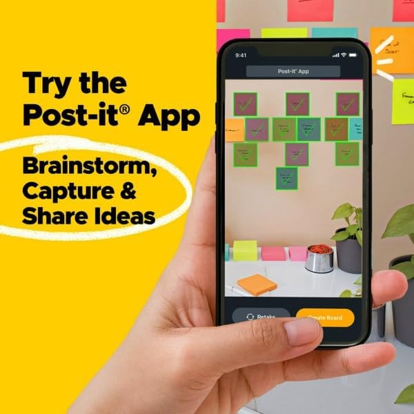 Post-it Super Sticky Notes, 24 Sticky Note Pads, 3 x 3 in., School Supplies, Office Products, Sticky Notes for Vertical Surfaces, Monitors, Walls and Windows, Energy Boost Collection