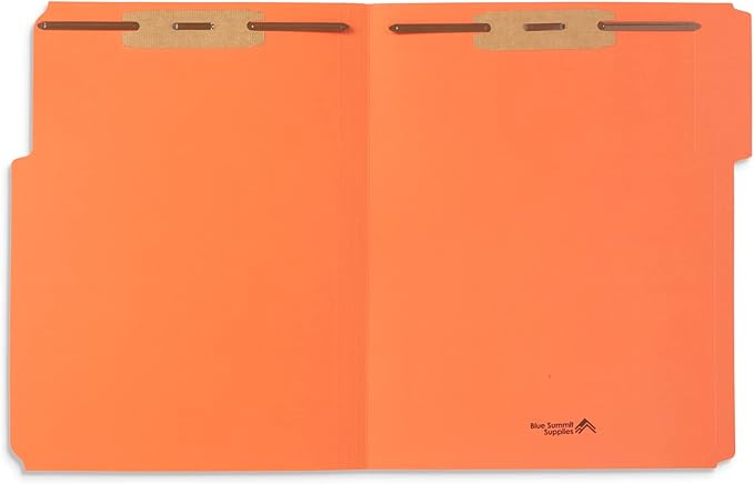 50 Orange Fastener File Folders - 1/3 Cut Reinforced Tab - Durable 2 Prongs Bonded Fastener Designed to Organize Standard Medical Files, Office Reports - Letter Size, Orange, 50 Pack