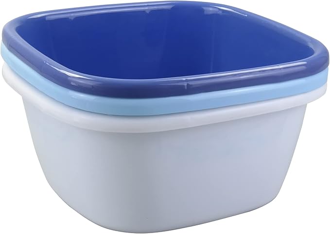 16 Quart Plastic Wash Basin, Large Dish Pan Tub, Pack of 3