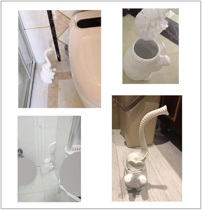 AORTULL Toilet Brush and Holder Set,Modern Ceramic Toilet Bowl Brush Holder,Cute Bathroom Decor, Non-Scratch Bristles, Space-Saving White Household Cleaning Tool for Bathtub