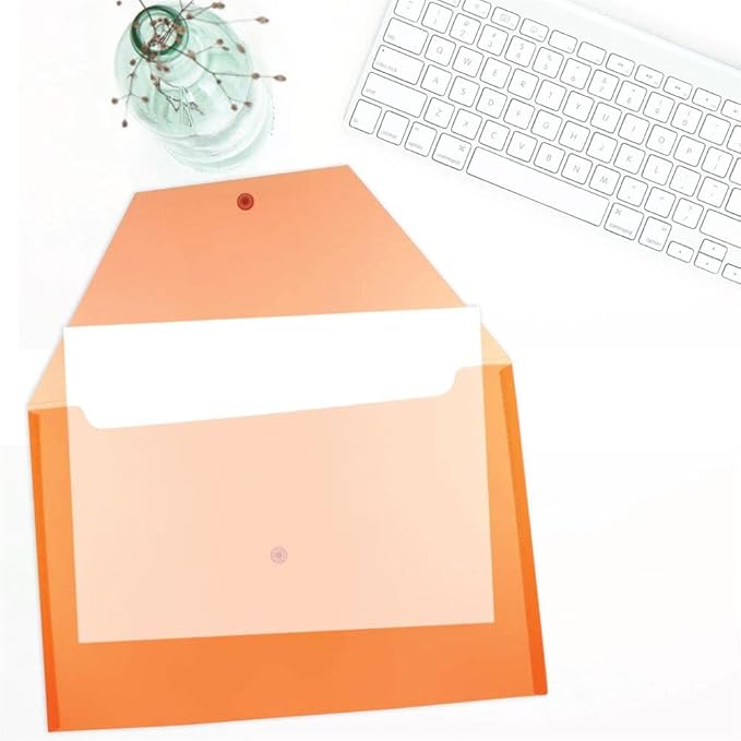 JAM PAPER Plastic Envelopes with Snap Closure - Legal Booklet - 9 3/4 x 14 1/2 - Orange - 3/Pack
