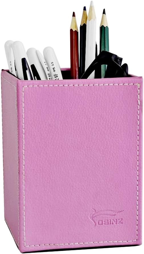 Pen Pencil Holder Cup Container PU Leather Desk Organizer Stand Decor Brush Scissor Holder Decoration Office Desk Home School